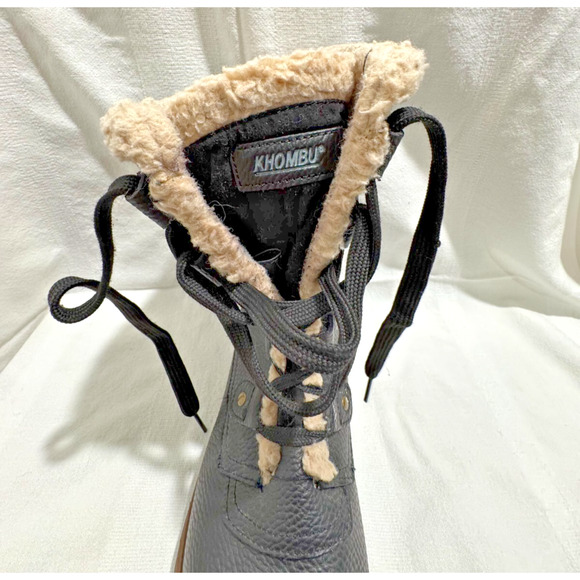 Womens Khombu Winter Boots Black Vegan Pebble Leather Size 8.5 Fleece Lined - Picture 5 of 10